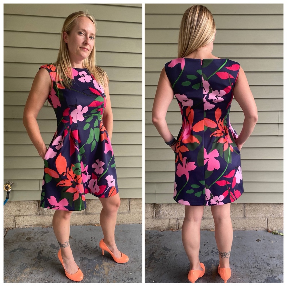 Vince Camuto Floral Mini Dress - Pink, Purple, Green